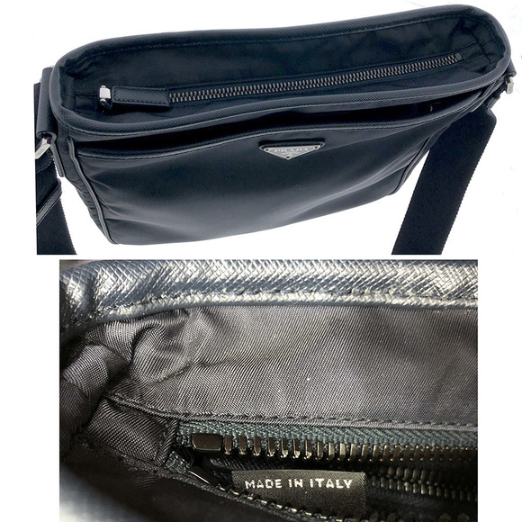 Prada Nylon Shoulder Bag Navy Dark Blue Diagonal Slim - Picture 3 of 13